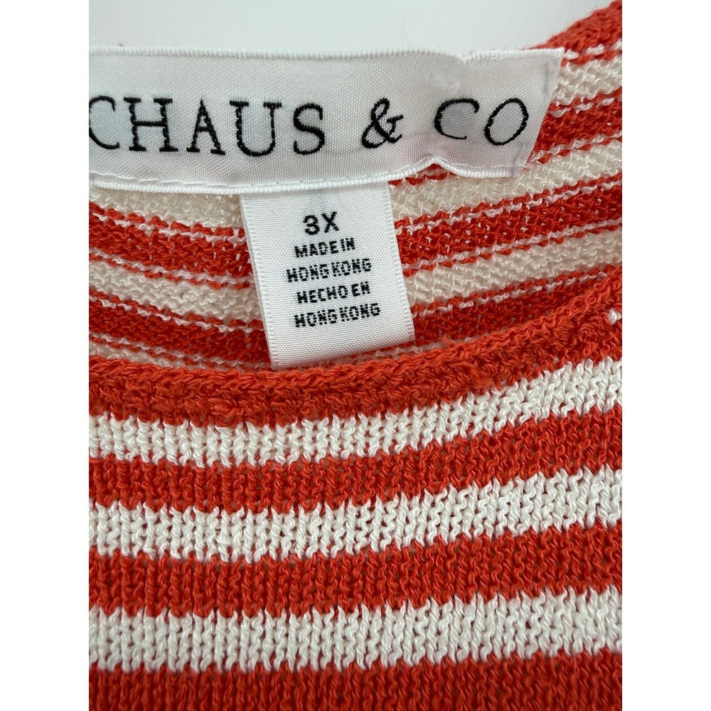 CHAUS & CO Womens Plus Size 3X Red White Striped Sleeveless Knit Top - Picture 2 of 6